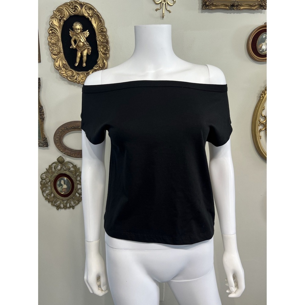 KOTN Black Off-The-Shoulder Short Sleeve Tee Top Size XS
